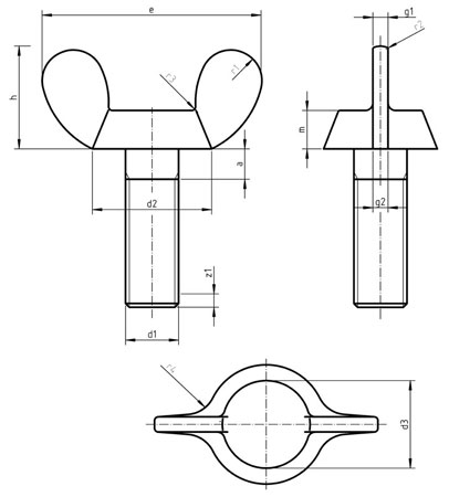 DIN 316 D Wing screws with rounded wings