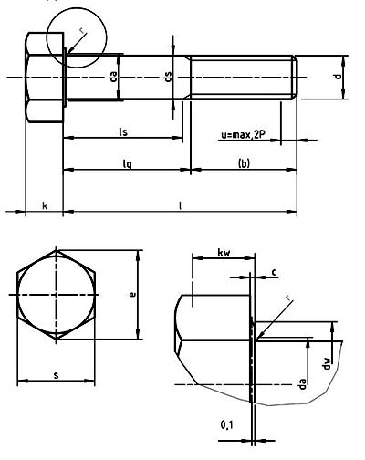 DIN 601 Hexagon head bolts with nut