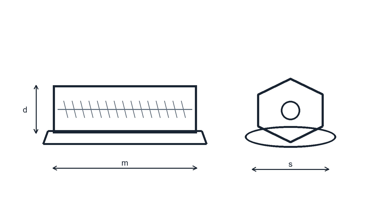 IFI 100/107 Prevailing-Torque Steel Nuts technical drawing: IFI-100/107 covers steel prevailing-torque hex nuts and hex-flange nuts. Drawing shows the flange-nut form and its key dimensions.