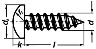 ISO 7049 Pan Head Tapping Screws with Cross Recess H and Z, Form C