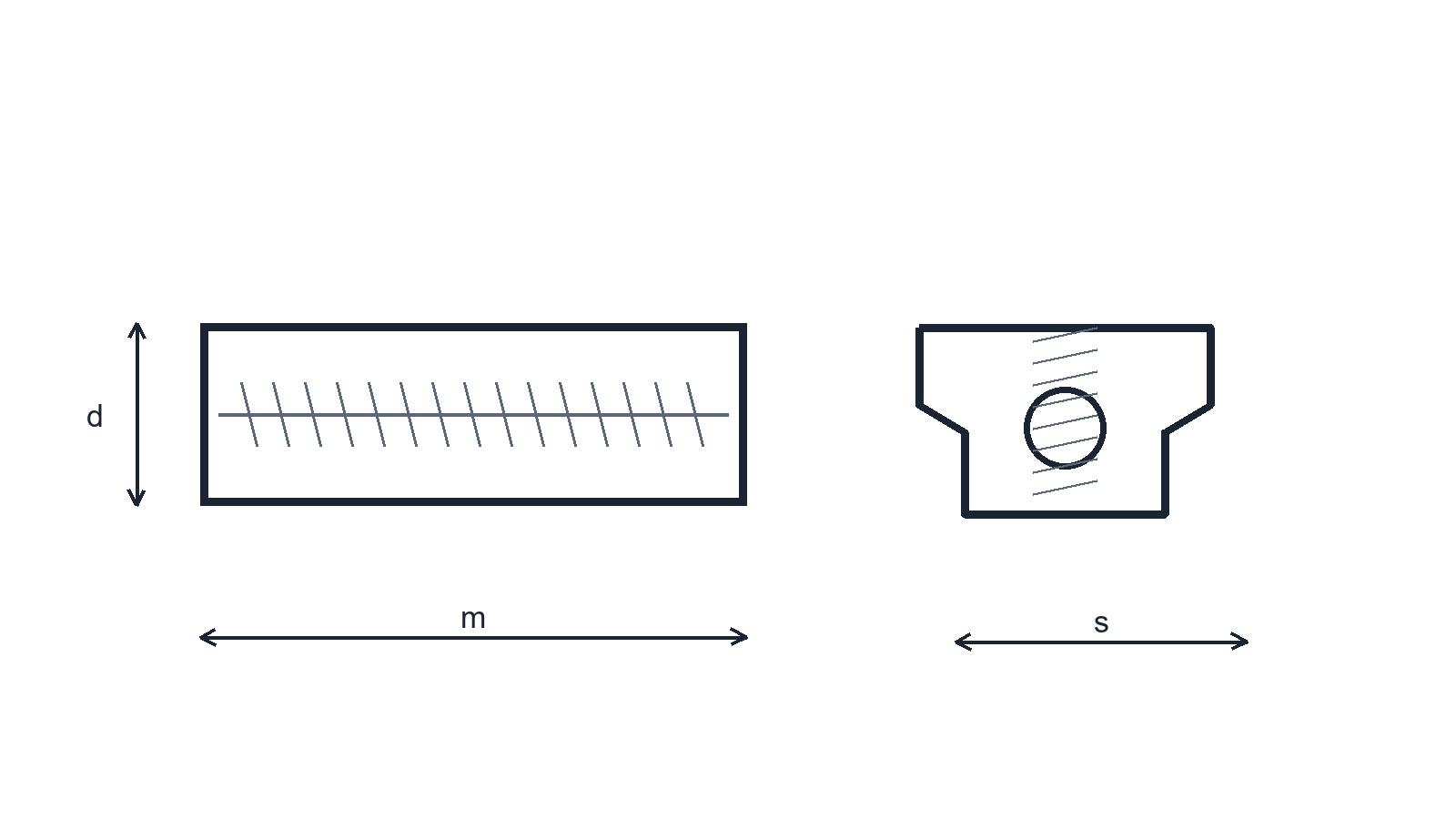 PN 82451 Triangular Crown Nuts technical drawing: Triangular crown nuts are used with electrical equipment in mining. Drawing identifies thread, crown and outer dimensions.